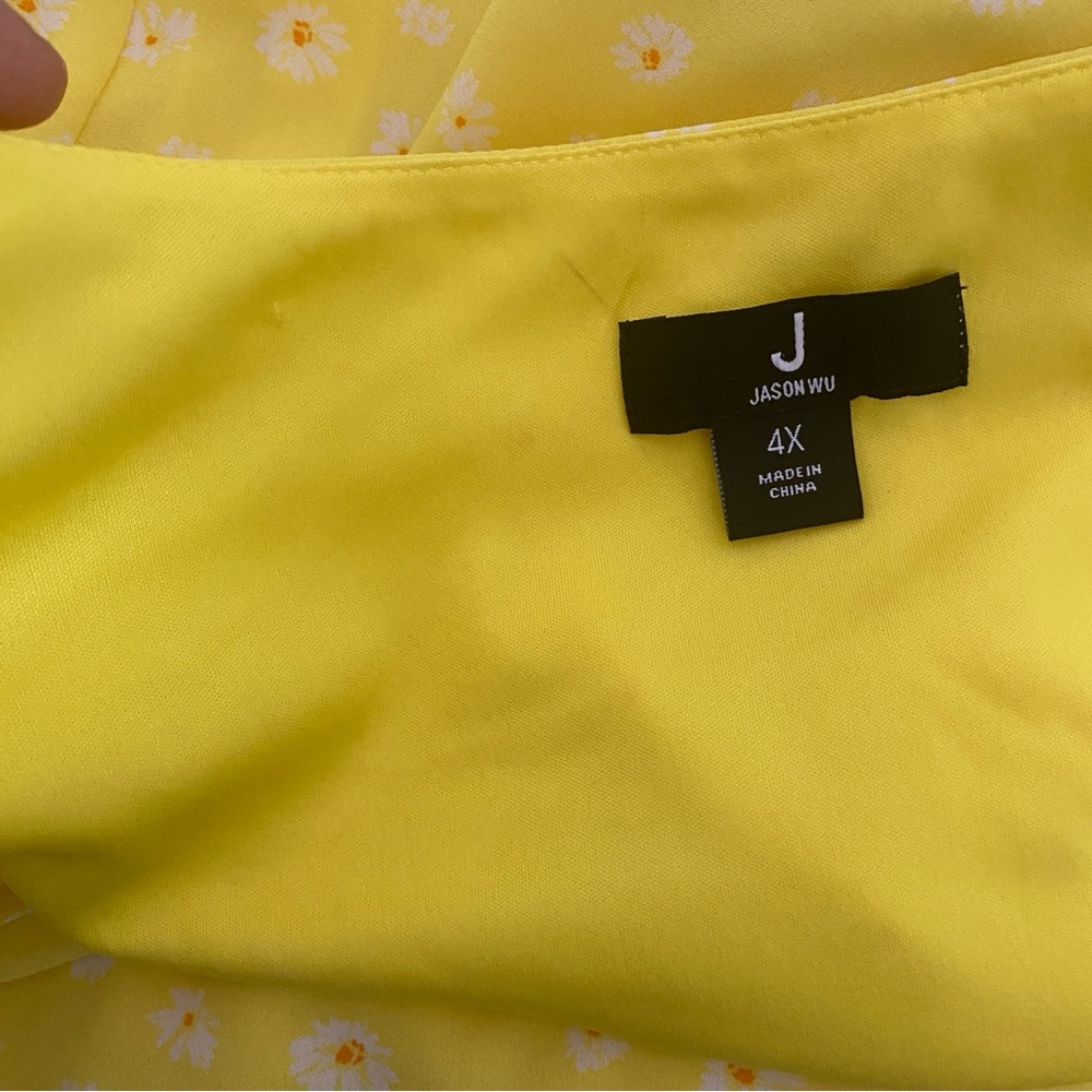 Jason Wu 4X Yellow Daisy Floral Blouse Long Sleeve V Neck Plus Size Top‎ - Picture 7 of 11